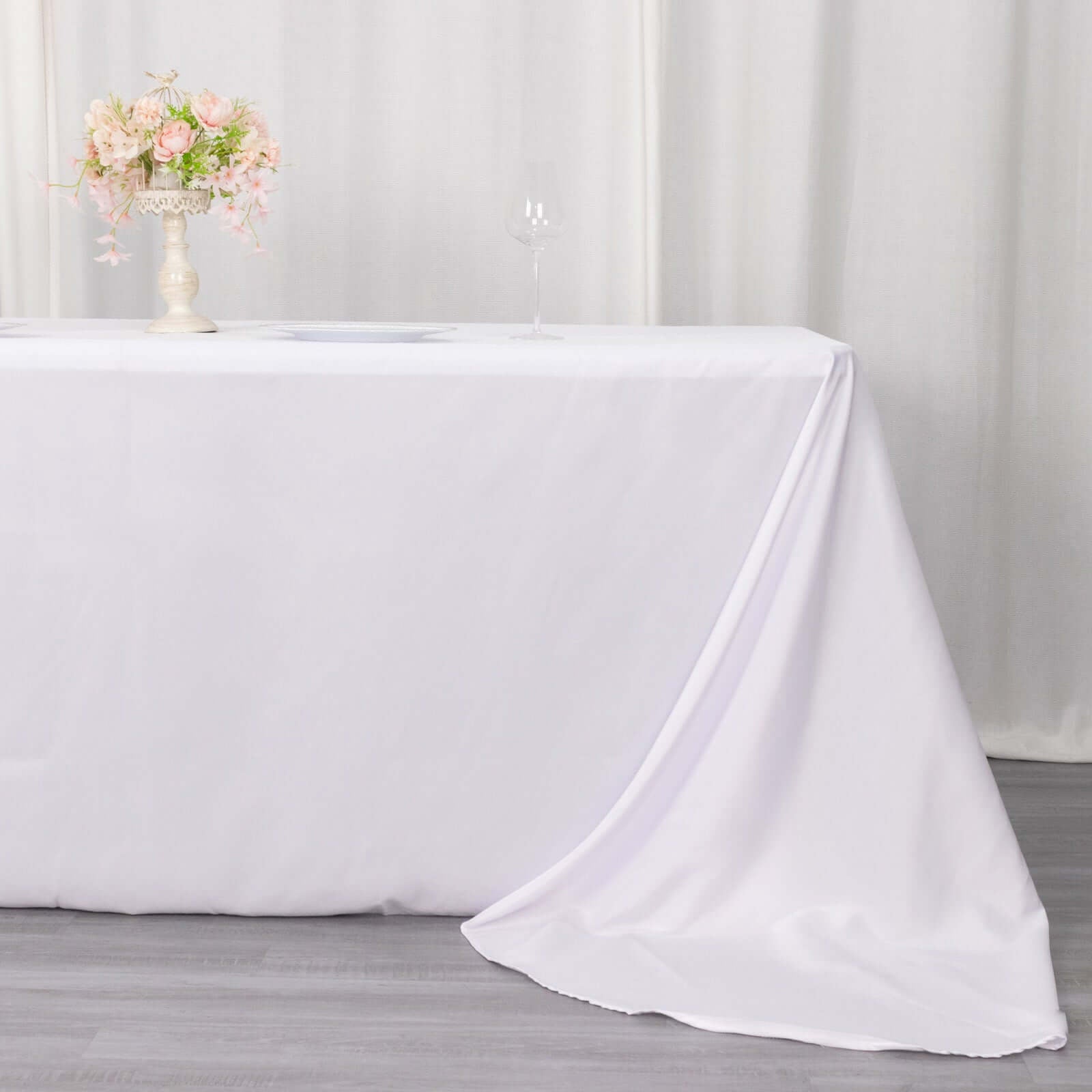 Polyester 90"x156" Rectangle Tablecloth White - Rounded Corners and Seamless Design for Luxe Events - Linen Luxes