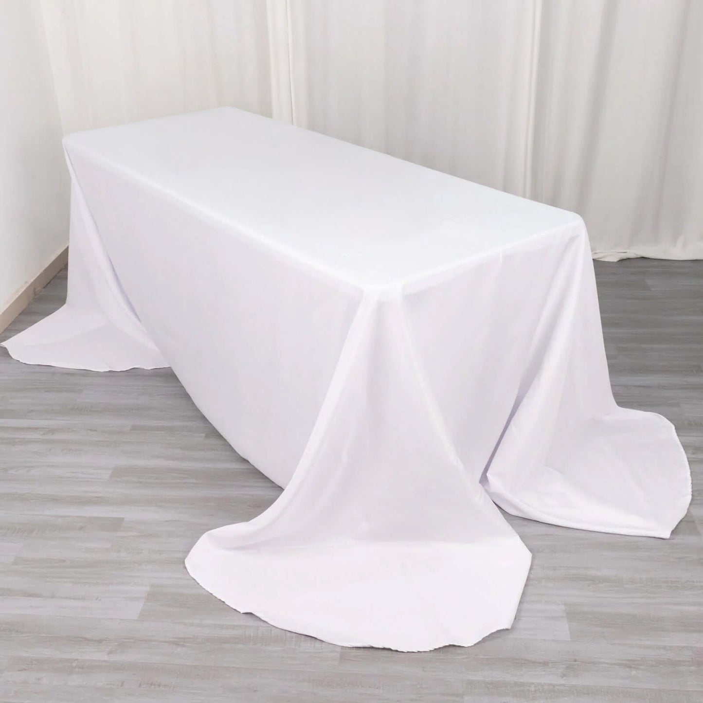 Polyester 90"x156" Rectangle Tablecloth White - Rounded Corners and Seamless Design for Luxe Events - Linen Luxes