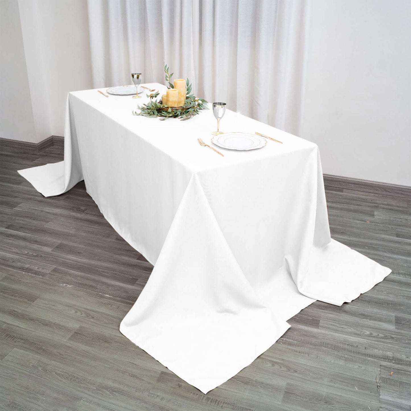 Polyester 90"x156" Rectangle Tablecloth White - Seamless Wrinkle - Resistant Design for Sophisticated Gatherings - Linen Luxes