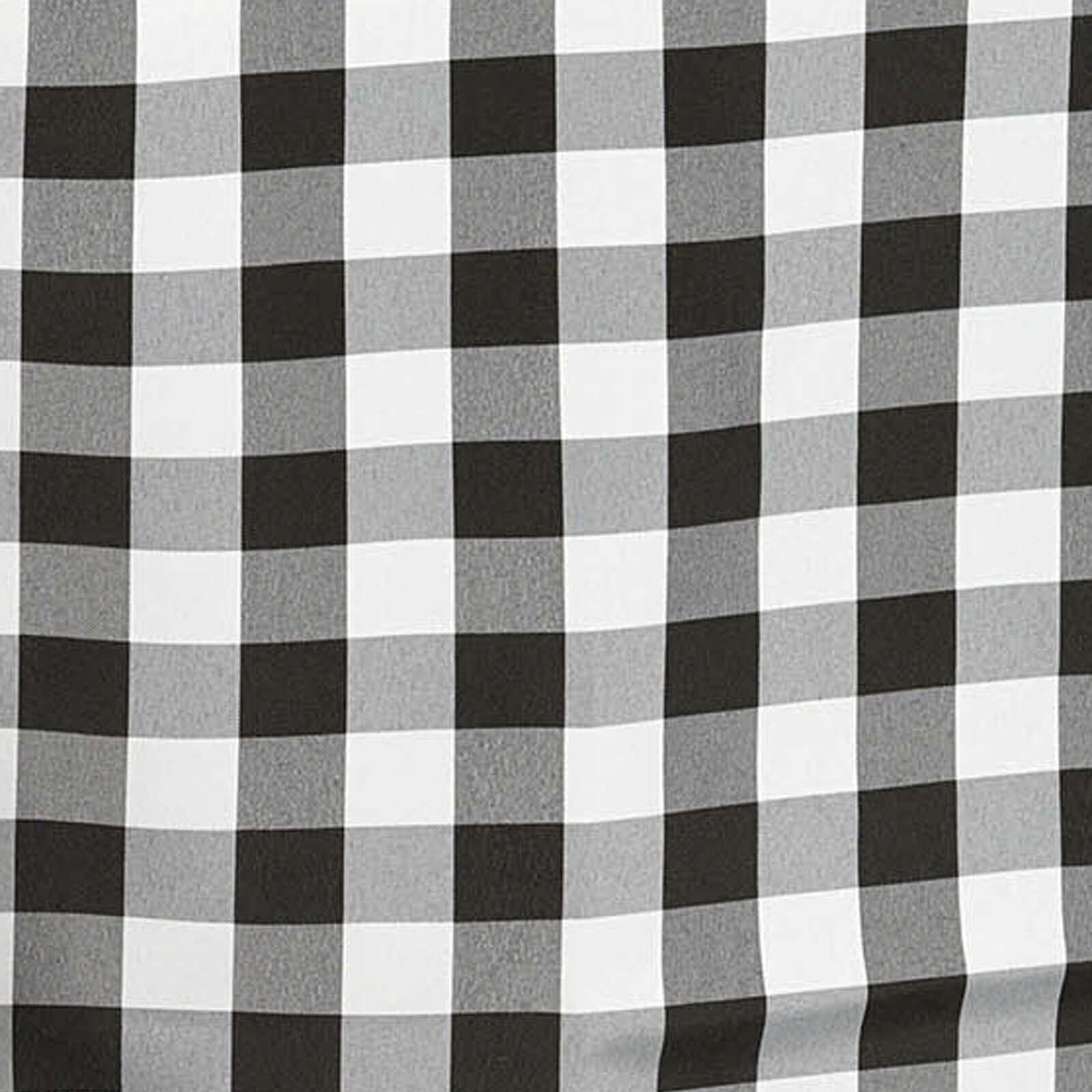 Polyester 90"x156" Rectangle Tablecloth White/Black - Seamless Checkered Buffalo Plaid Design for Rustic Occasions - Linen Luxes