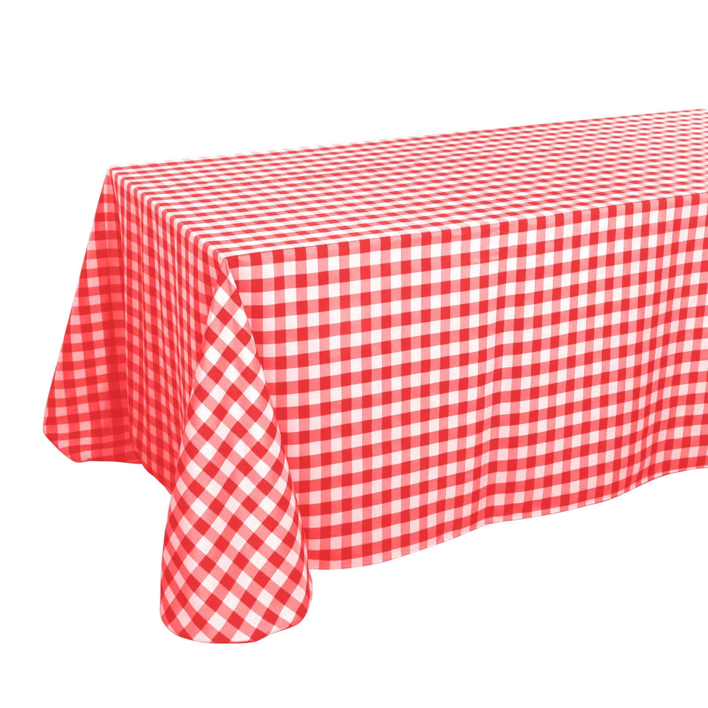 Polyester 90"x156" Rectangle Tablecloth White/Red - Seamless Checkered Buffalo Plaid Table Cover - Linen Luxes