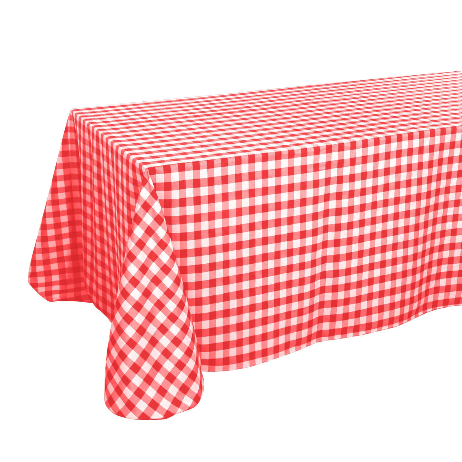 Polyester 90"x156" Rectangle Tablecloth White/Red - Seamless Checkered Buffalo Plaid Table Cover - Linen Luxes