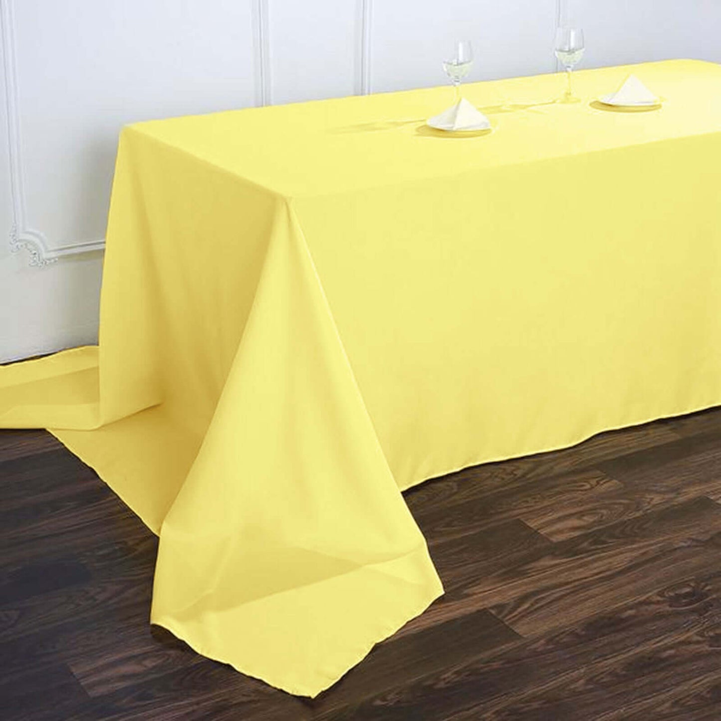Polyester 90"x156" Rectangle Tablecloth Yellow - Seamless Wrinkle - Resistant Table Cover - Linen Luxes