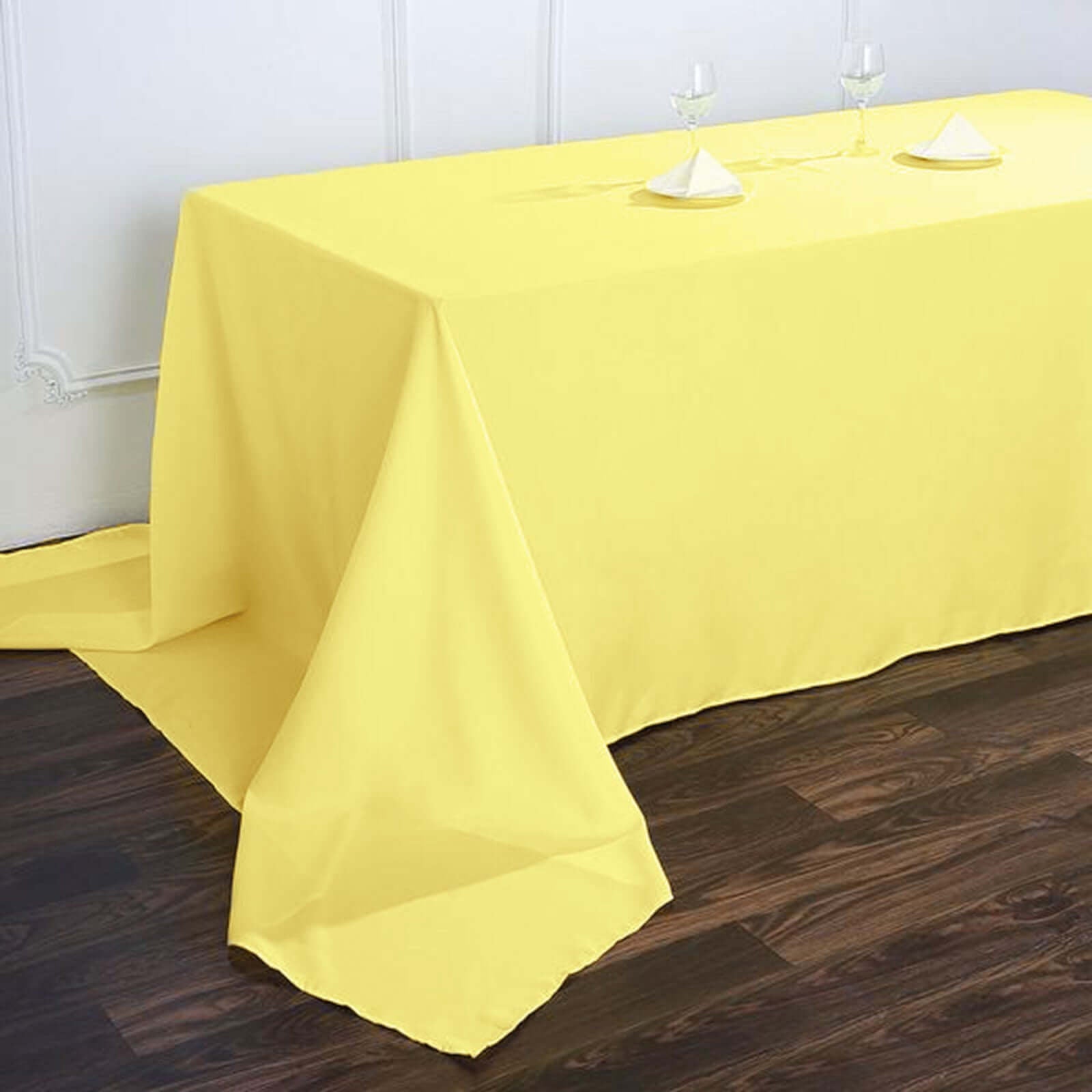 Polyester 90"x156" Rectangle Tablecloth Yellow - Seamless Wrinkle - Resistant Table Cover - Linen Luxes