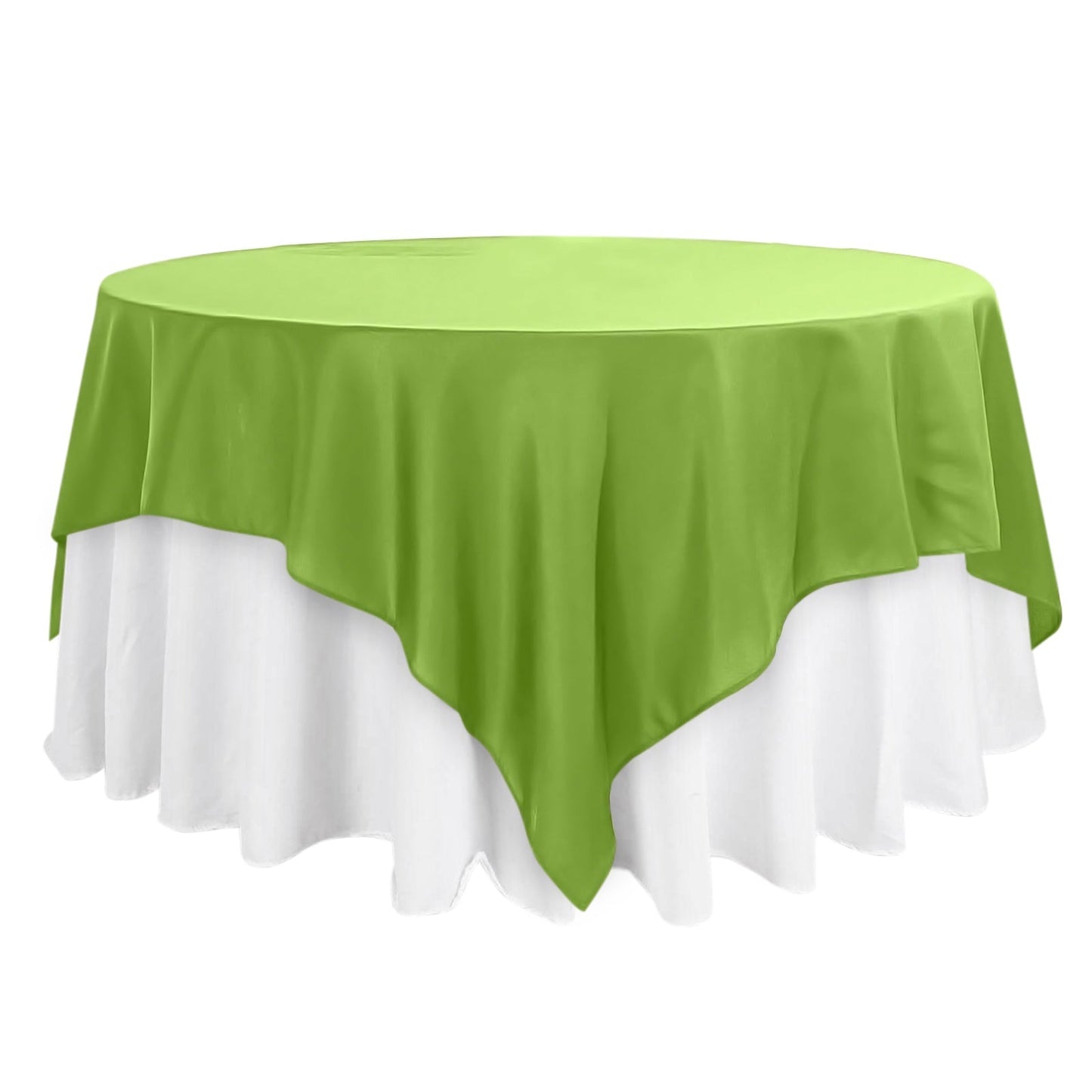 Polyester 90"x90" Table Overlay Square Tablecloth Apple Green - Wrinkle - Resistant & Durable Table Cover - Linen Luxes