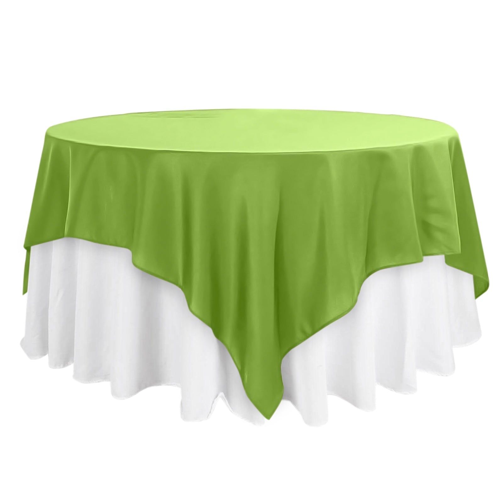 Polyester 90"x90" Table Overlay Square Tablecloth Apple Green - Wrinkle - Resistant & Durable Table Cover - Linen Luxes