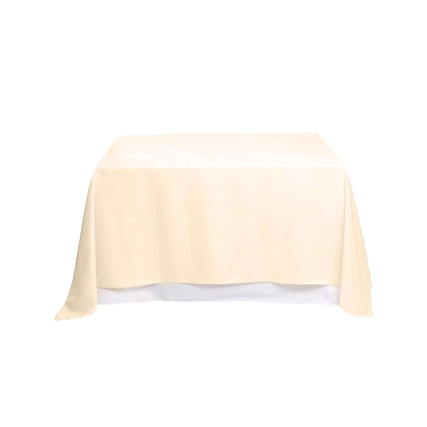 Polyester 90"x90" Table Overlay Square Tablecloth Beige - Wrinkle - Resistant & Durable Table Cover - Linen Luxes