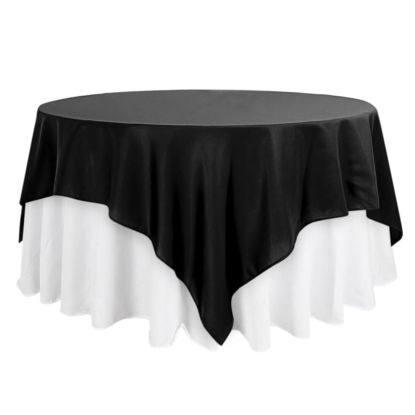 Polyester 90"x90" Table Overlay Square Tablecloth Black - Wrinkle - Resistant & Durable Table Cover for Events - Linen Luxes