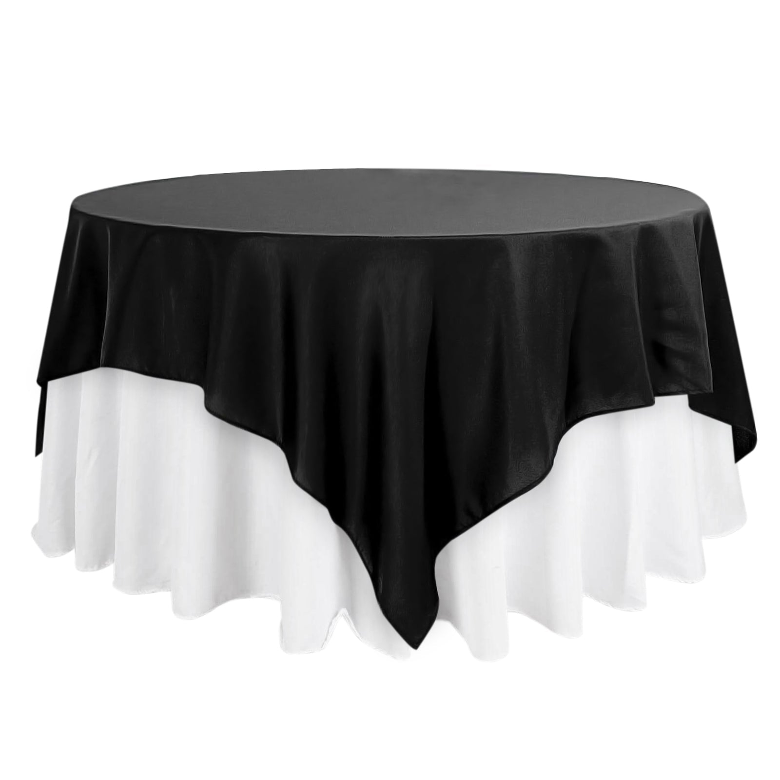 Polyester 90"x90" Table Overlay Square Tablecloth Black - Wrinkle - Resistant & Durable Table Cover for Events - Linen Luxes
