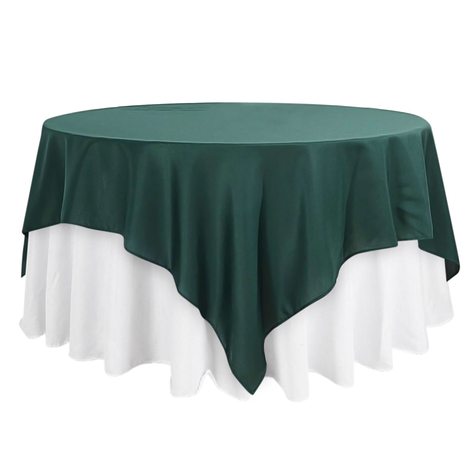 Polyester 90"x90" Table Overlay Square Tablecloth Hunter Emerald Green - Wrinkle - Resistant & Durable Table Cover - Linen Luxes