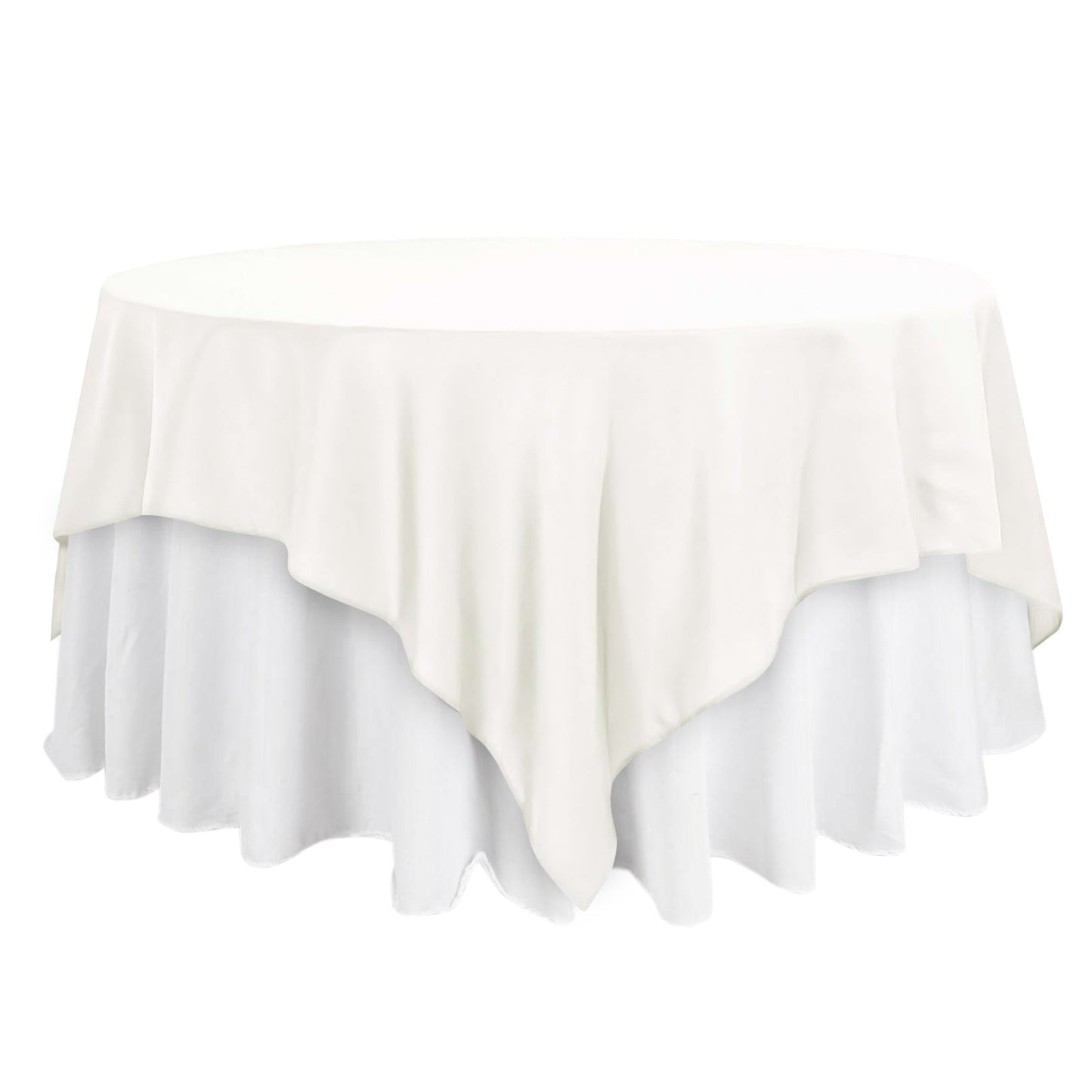 Polyester 90"x90" Table Overlay Square Tablecloth Ivory - Wrinkle - Resistant & Durable Table Cover - Linen Luxes
