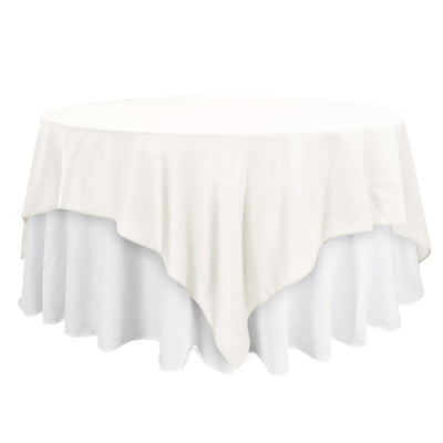 Polyester 90"x90" Table Overlay Square Tablecloth Ivory - Wrinkle - Resistant & Durable Table Cover - Linen Luxes