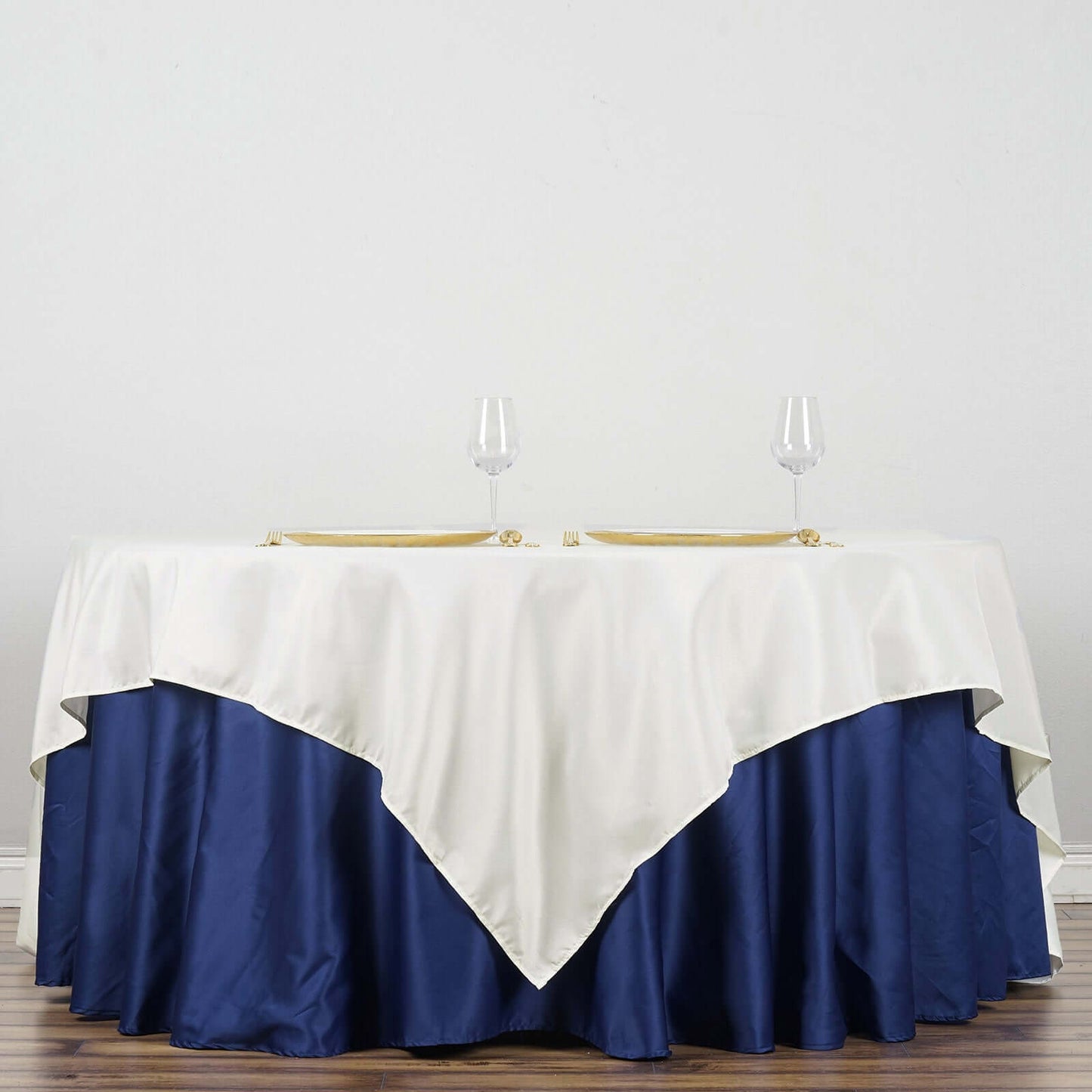 Polyester 90"x90" Table Overlay Square Tablecloth Ivory - Wrinkle - Resistant & Durable Table Cover - Linen Luxes