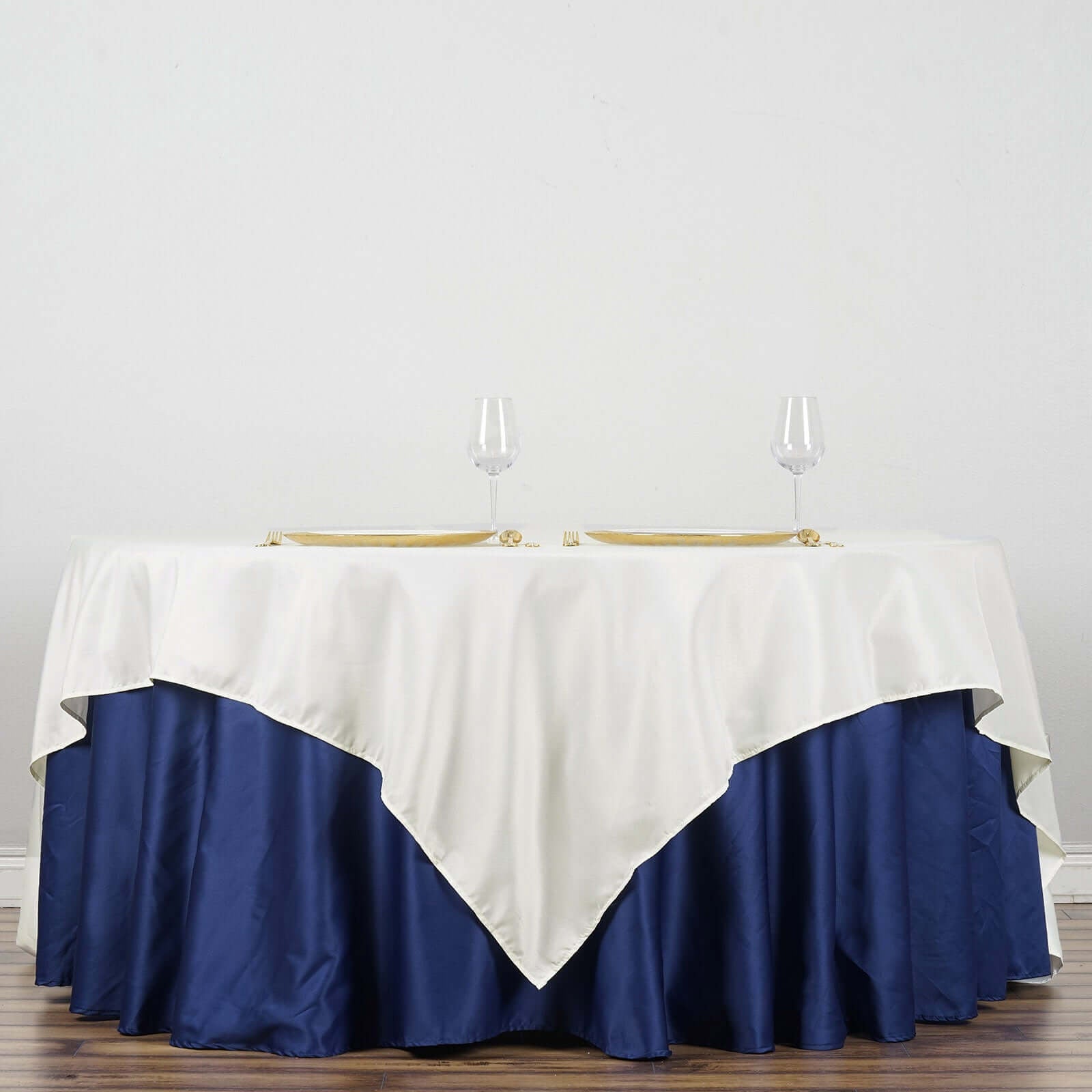Polyester 90"x90" Table Overlay Square Tablecloth Ivory - Wrinkle - Resistant & Durable Table Cover - Linen Luxes