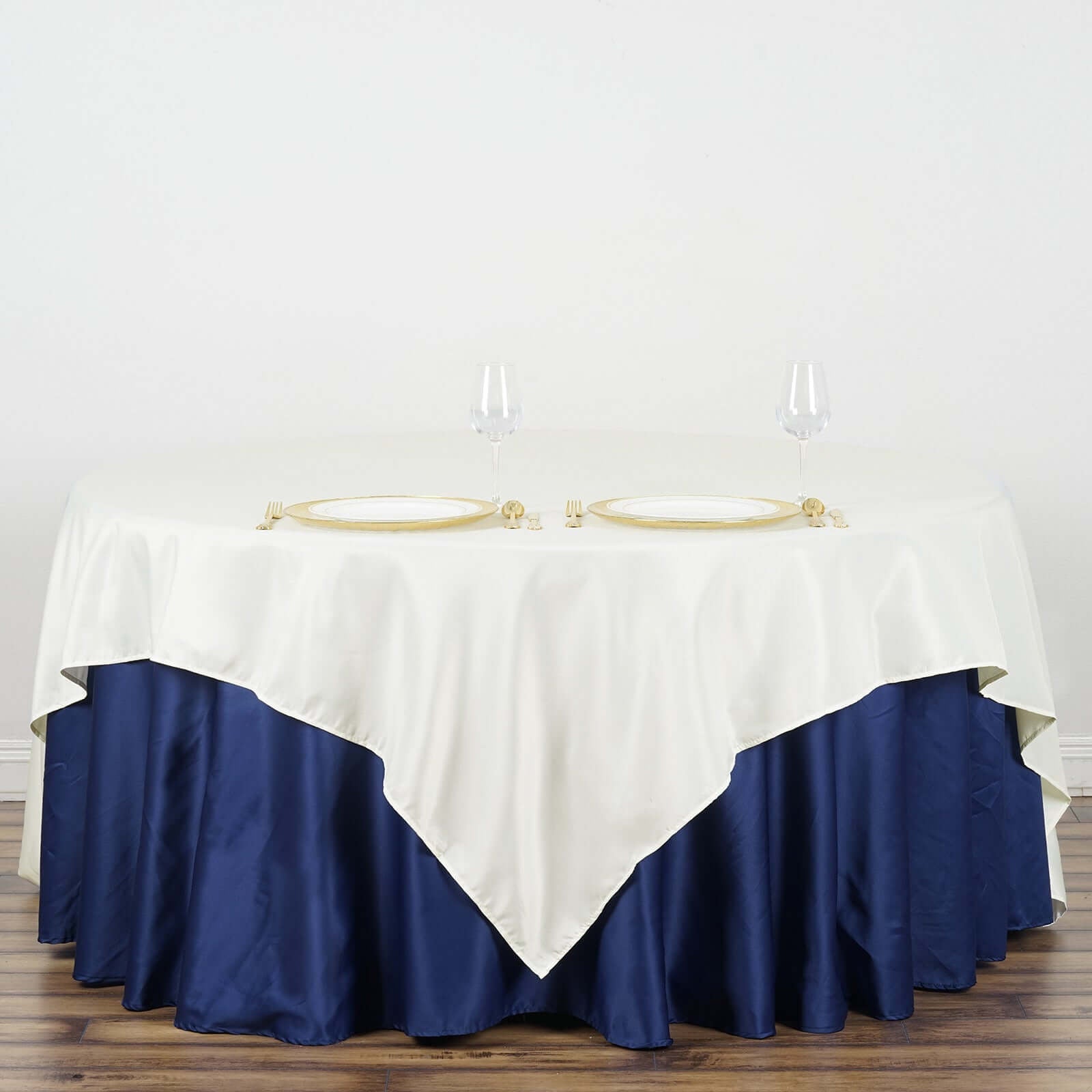 Polyester 90"x90" Table Overlay Square Tablecloth Ivory - Wrinkle - Resistant & Durable Table Cover - Linen Luxes