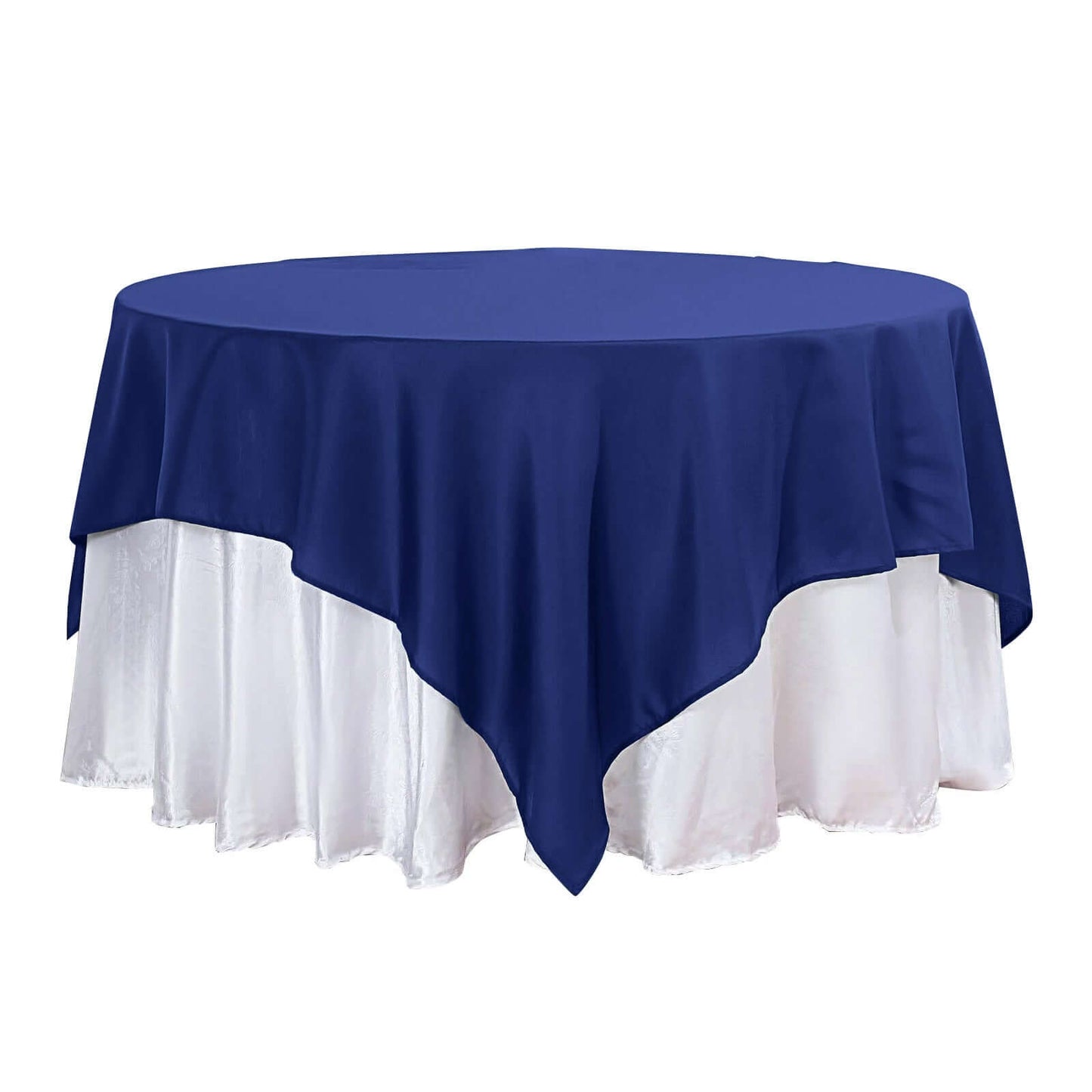 Polyester 90"x90" Table Overlay Square Tablecloth Navy Blue - Wrinkle - Resistant & Durable Table Cover - Linen Luxes