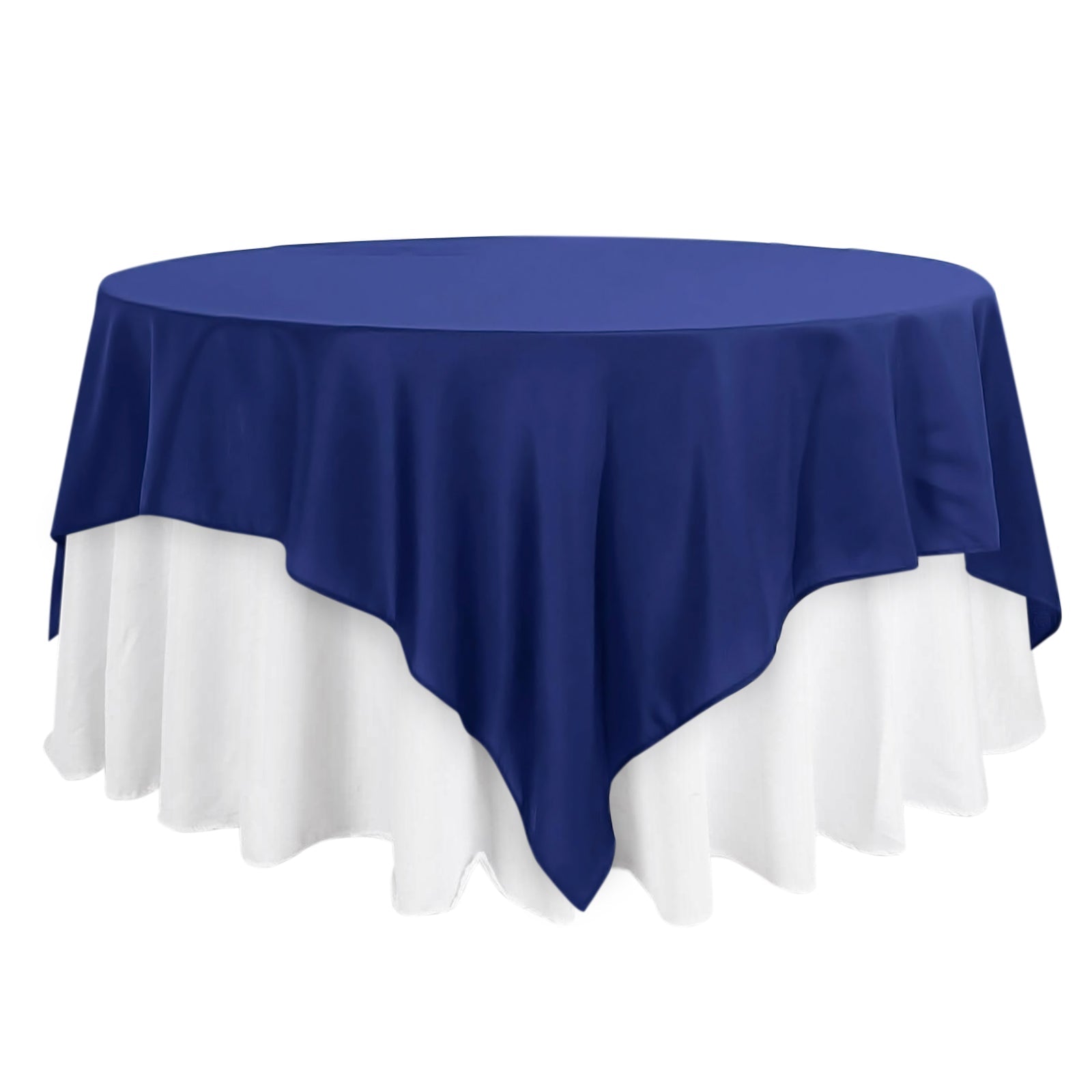 Polyester 90"x90" Table Overlay Square Tablecloth Navy Blue - Wrinkle - Resistant & Durable Table Cover - Linen Luxes