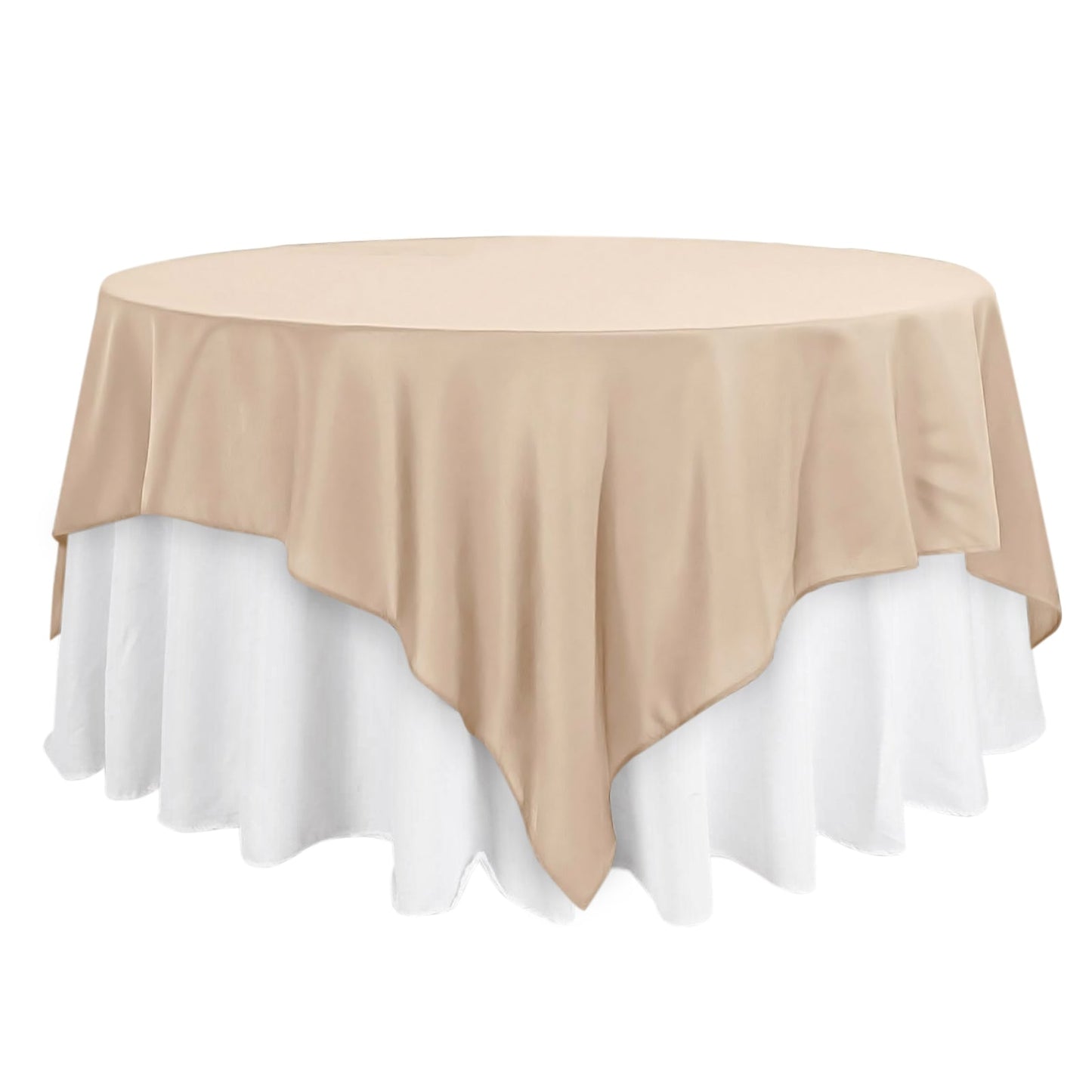 Polyester 90"x90" Table Overlay Square Tablecloth Nude - Wrinkle-Resistant & Durable Table Cover