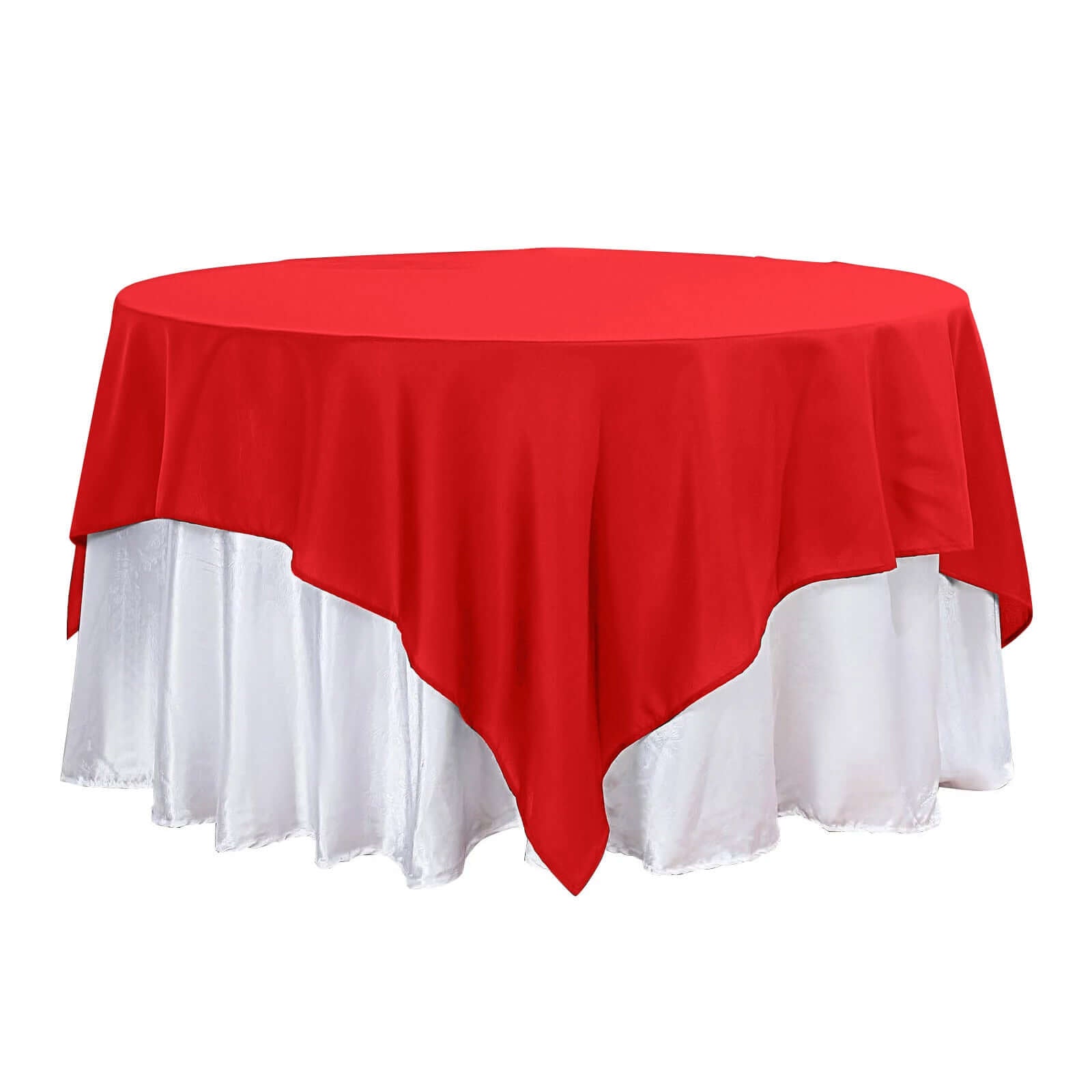 Polyester 90"x90" Table Overlay Square Tablecloth Red - Wrinkle - Resistant & Durable Table Cover - Linen Luxes