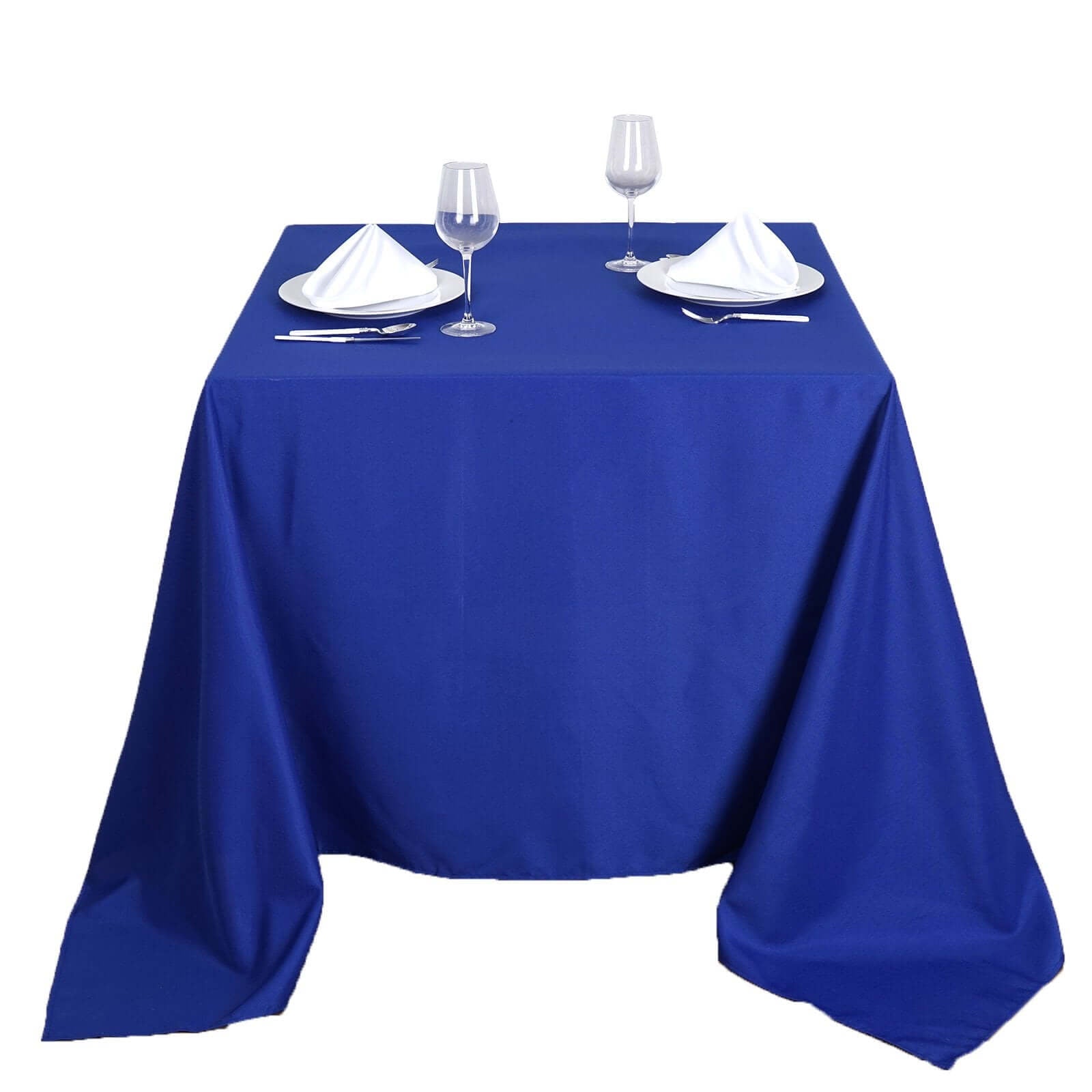 Polyester 90"x90" Table Overlay Square Tablecloth Royal Blue - Wrinkle - Resistant & Durable Table Cover - Linen Luxes