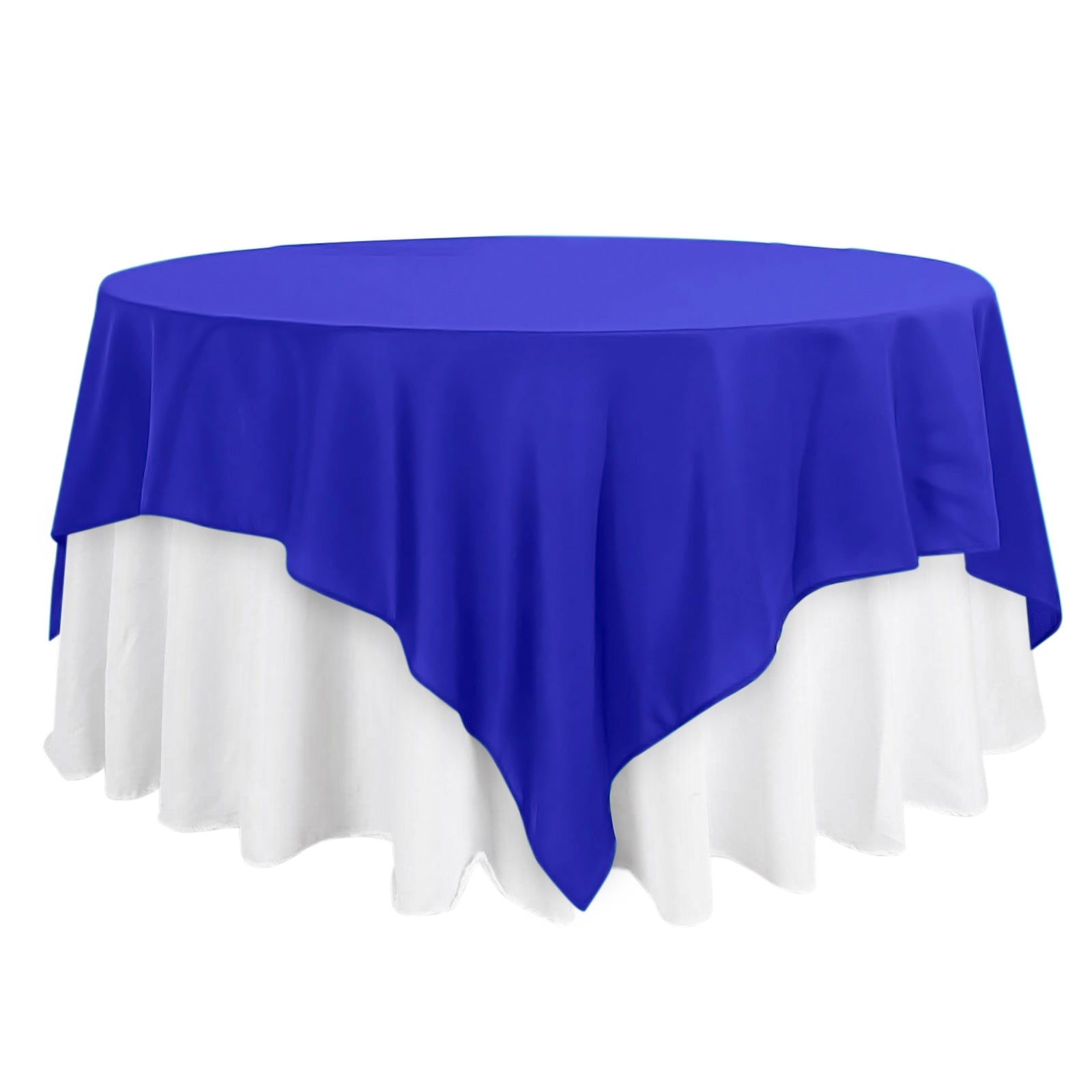 Polyester 90"x90" Table Overlay Square Tablecloth Royal Blue - Wrinkle - Resistant & Durable Table Cover - Linen Luxes