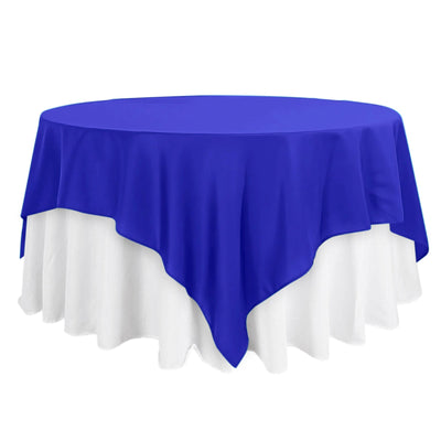 Polyester 90"x90" Table Overlay Square Tablecloth Royal Blue - Wrinkle - Resistant & Durable Table Cover - Linen Luxes