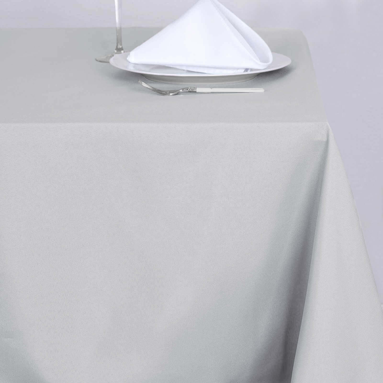 Polyester 90"x90" Table Overlay Square Tablecloth Silver - Wrinkle - Resistant & Durable Table Cover - Linen Luxes