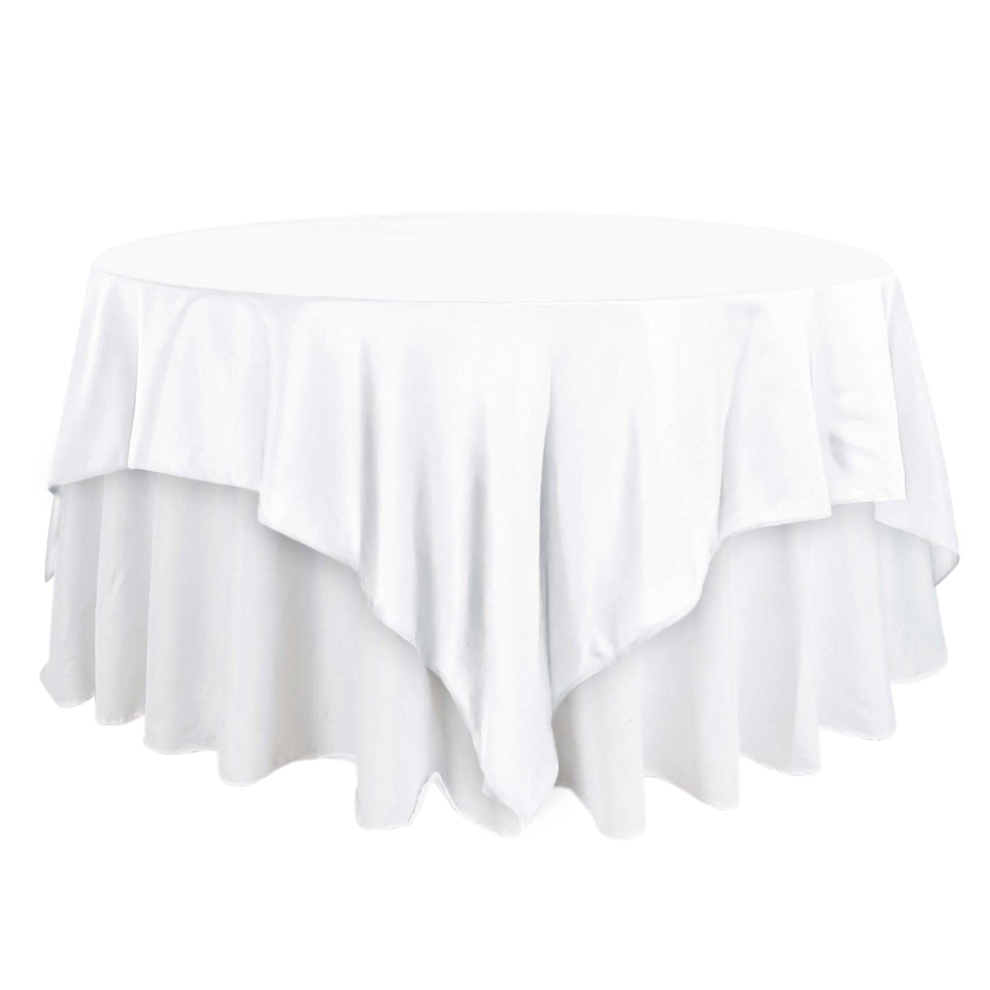 Polyester 90"x90" Table Overlay Square Tablecloth White - Wrinkle - Resistant & Durable Table Cover for Events - Linen Luxes