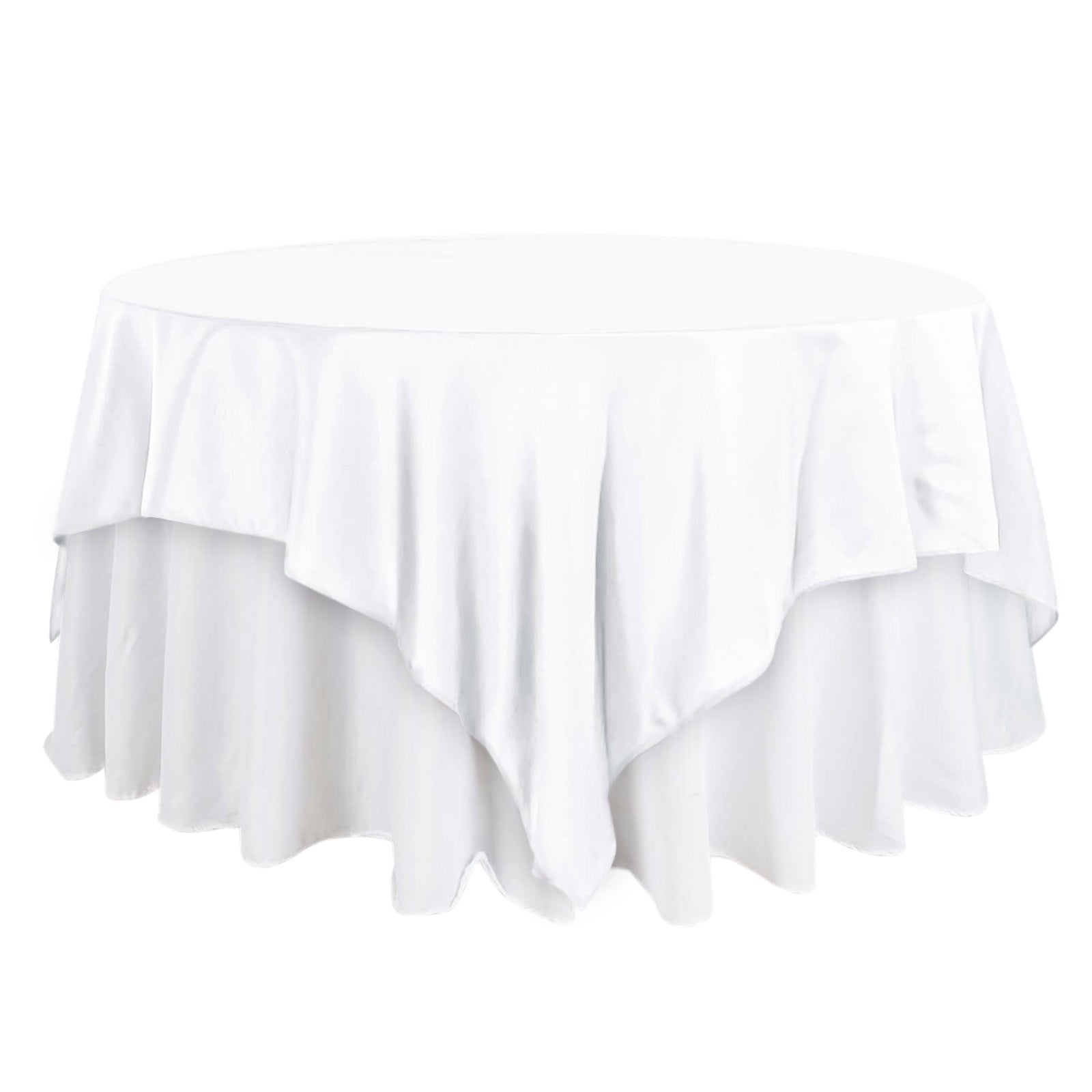 Polyester 90"x90" Table Overlay Square Tablecloth White - Wrinkle - Resistant & Durable Table Cover for Events - Linen Luxes
