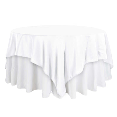 Polyester 90"x90" Table Overlay Square Tablecloth White - Wrinkle - Resistant & Durable Table Cover for Events - Linen Luxes