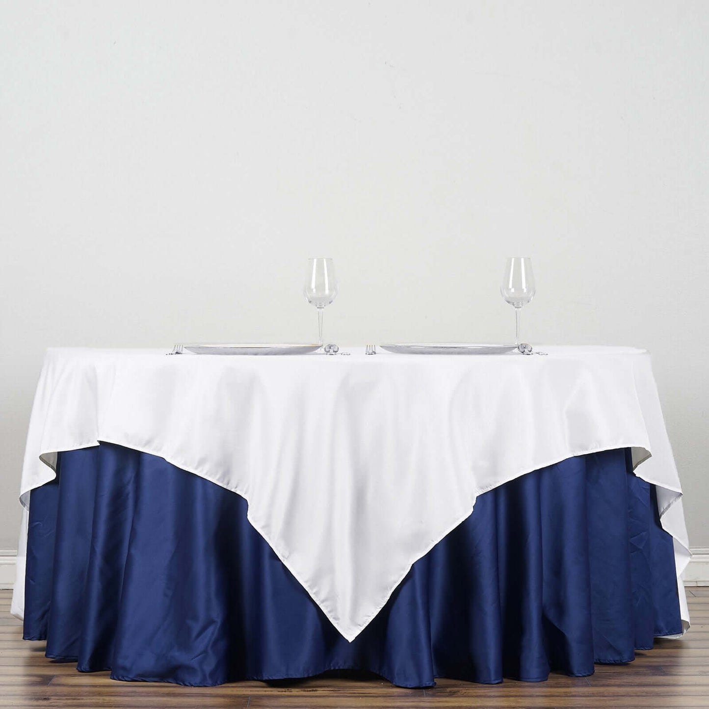 Polyester 90"x90" Table Overlay Square Tablecloth White - Wrinkle - Resistant & Durable Table Cover for Events - Linen Luxes