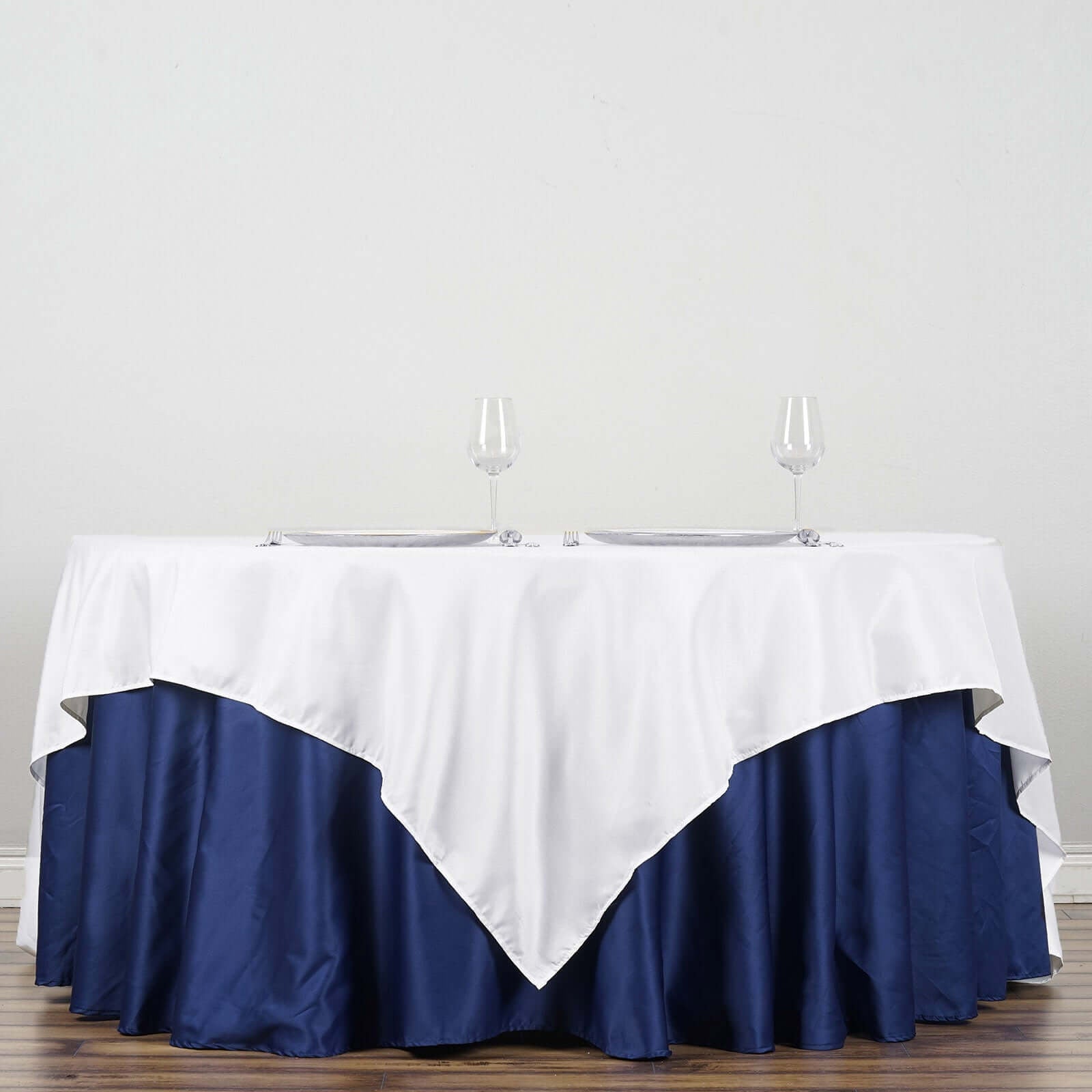 Polyester 90"x90" Table Overlay Square Tablecloth White - Wrinkle - Resistant & Durable Table Cover for Events - Linen Luxes