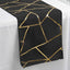 Polyester 9ft Table Runner Black with Gold Foil Modern Geometric Accent - Linen Luxes