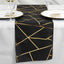 Polyester 9ft Table Runner Black with Gold Foil Modern Geometric Accent - Linen Luxes