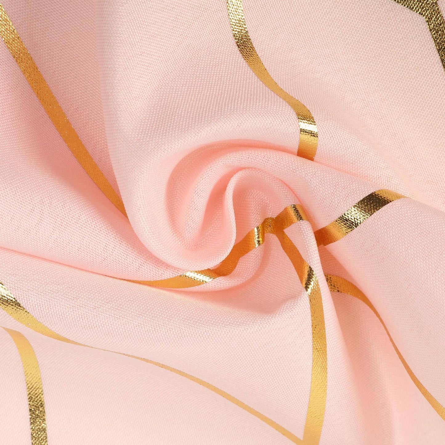 Polyester 9ft Table Runner Blush with Gold Foil Modern Geometric Accent - Linen Luxes