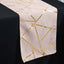 Polyester 9ft Table Runner Blush with Gold Foil Modern Geometric Accent - Linen Luxes