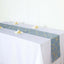 Polyester 9ft Table Runner Dusty Blue with Gold Foil Modern Geometric Accent - Linen Luxes
