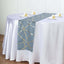 Polyester 9ft Table Runner Dusty Blue with Gold Foil Modern Geometric Accent - Linen Luxes