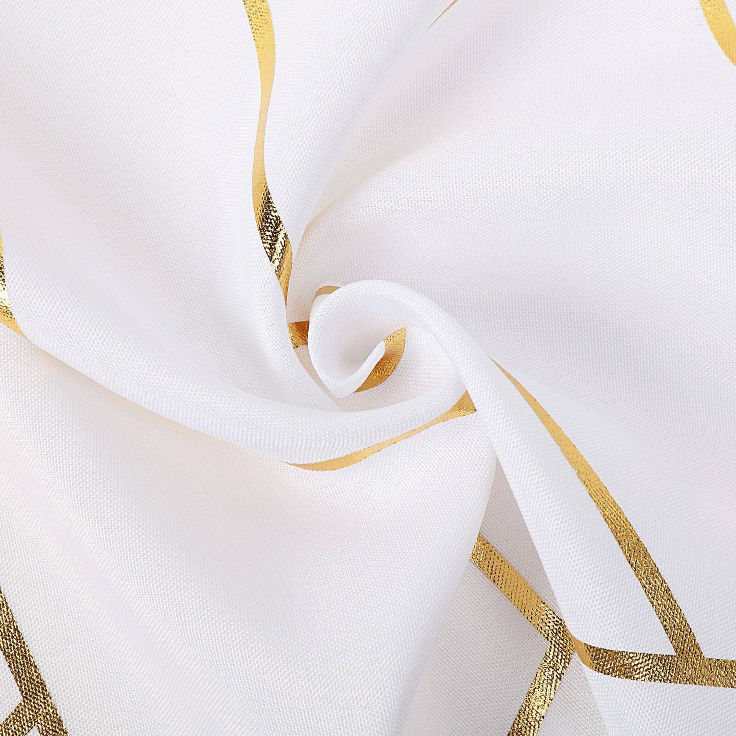 Polyester 9ft Table Runner White with Gold Foil Geometric Pattern - Modern & Stylish Table Decor - Linen Luxes