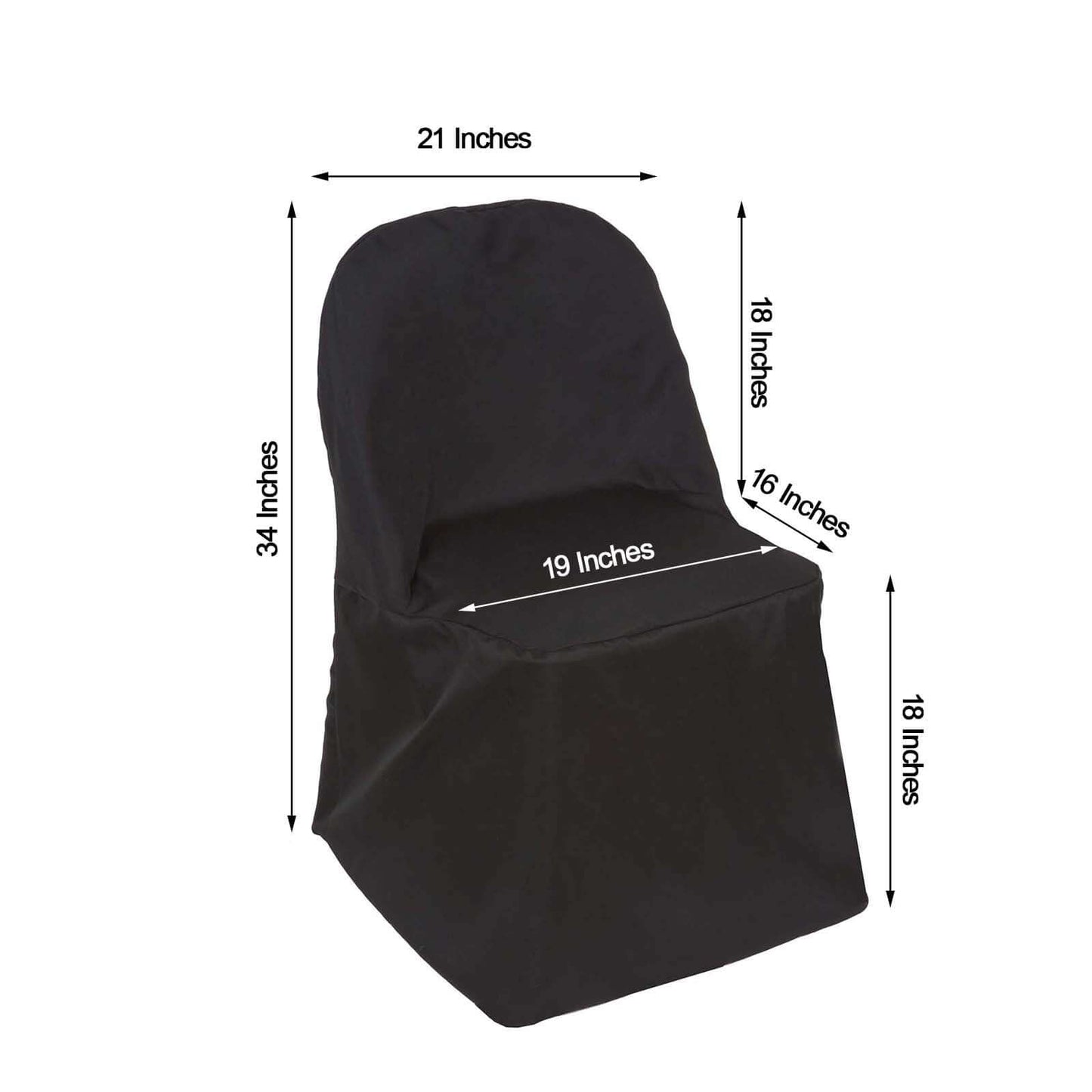 Polyester Chair Cover Black for Folding Chairs - Durable and Reusable Slip - On Cover - Linen Luxes