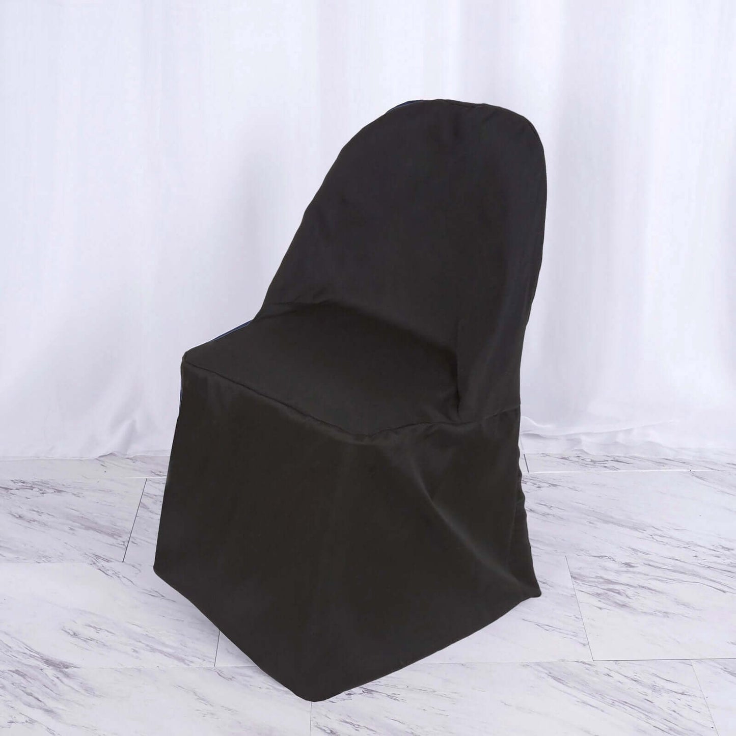 Polyester Chair Cover Black for Folding Chairs - Durable and Reusable Slip - On Cover - Linen Luxes