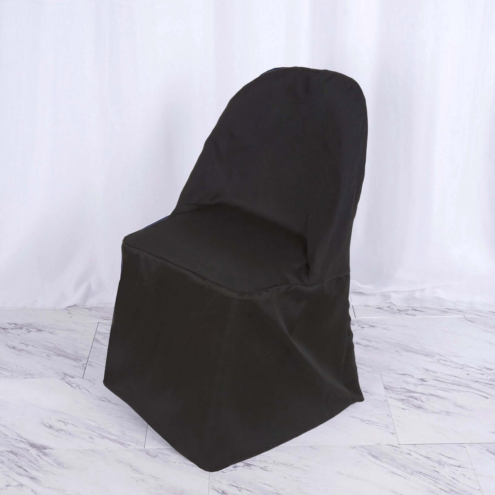 Polyester Chair Cover Black for Folding Chairs - Durable and Reusable Slip - On Cover - Linen Luxes