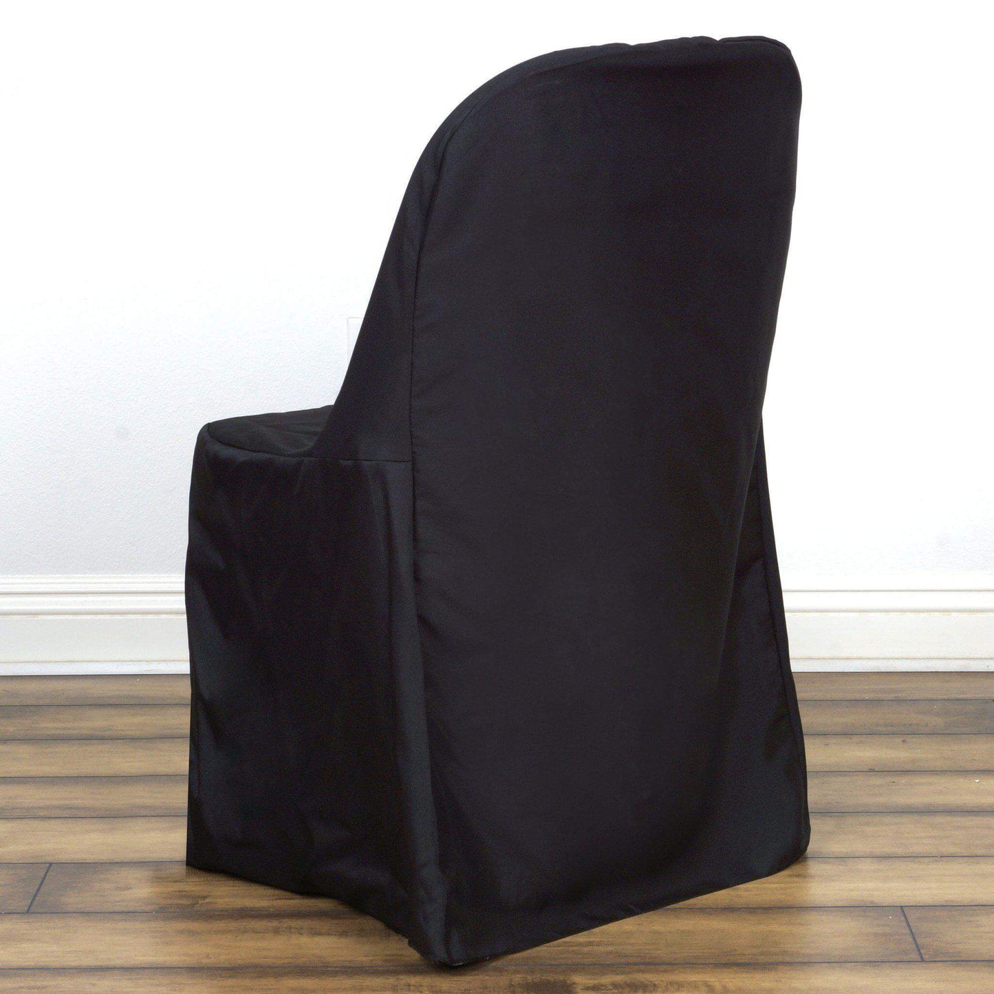 Polyester Chair Cover Black for Folding Chairs - Durable and Reusable Slip - On Cover - Linen Luxes