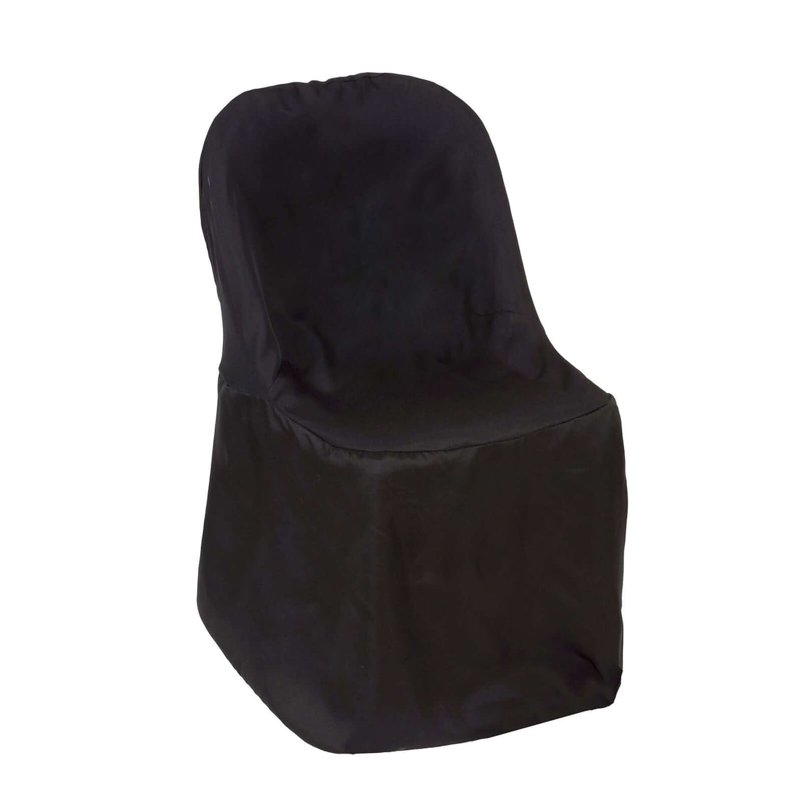 Polyester Chair Cover Black for Folding Chairs - Durable and Reusable Slip - On Cover - Linen Luxes
