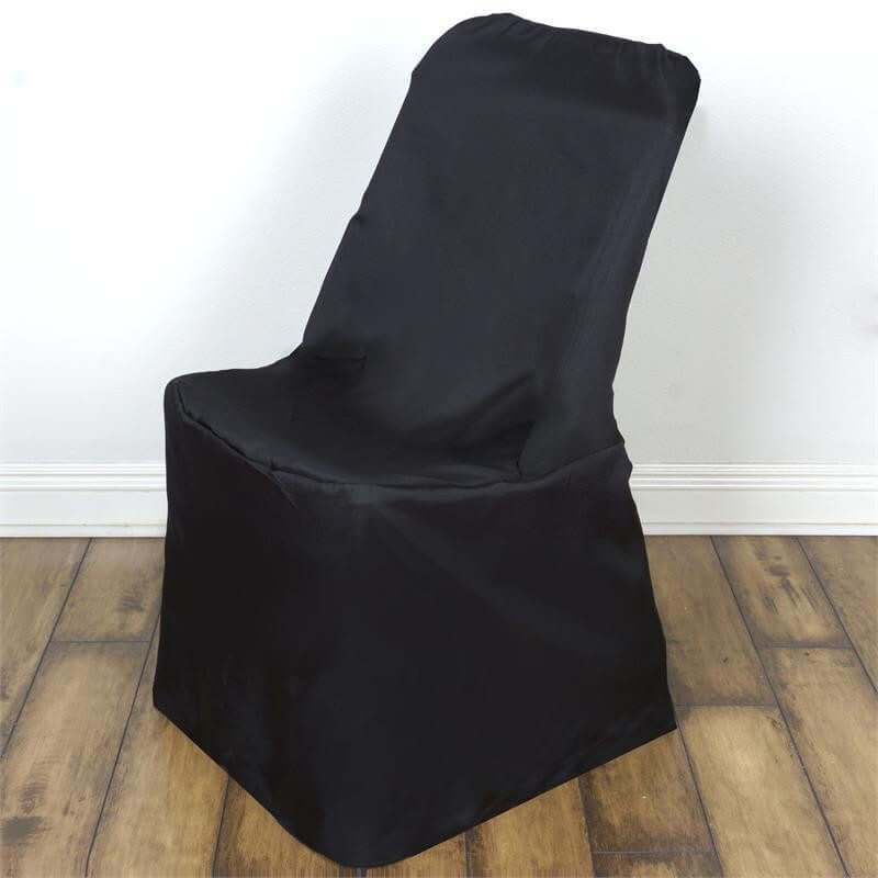 Polyester Chair Cover for Folding Lifetime Chairs Black - Reusable Durable Slip - On Cover - Linen Luxes