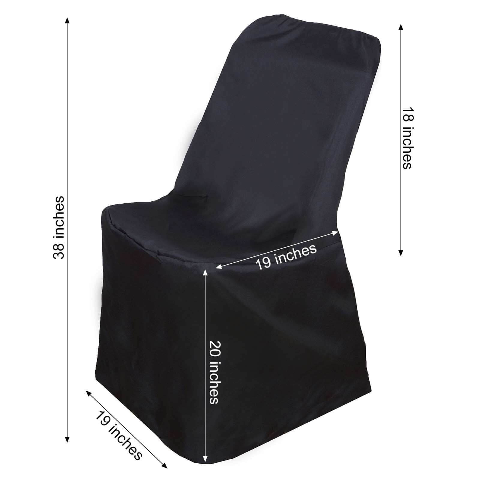 Polyester Chair Cover for Folding Lifetime Chairs Black - Reusable Durable Slip - On Cover - Linen Luxes