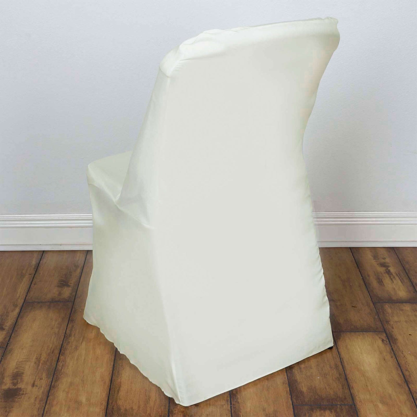 Polyester Chair Cover for Folding Lifetime Chairs Ivory - Reusable Durable Slip - On Cover - Linen Luxes