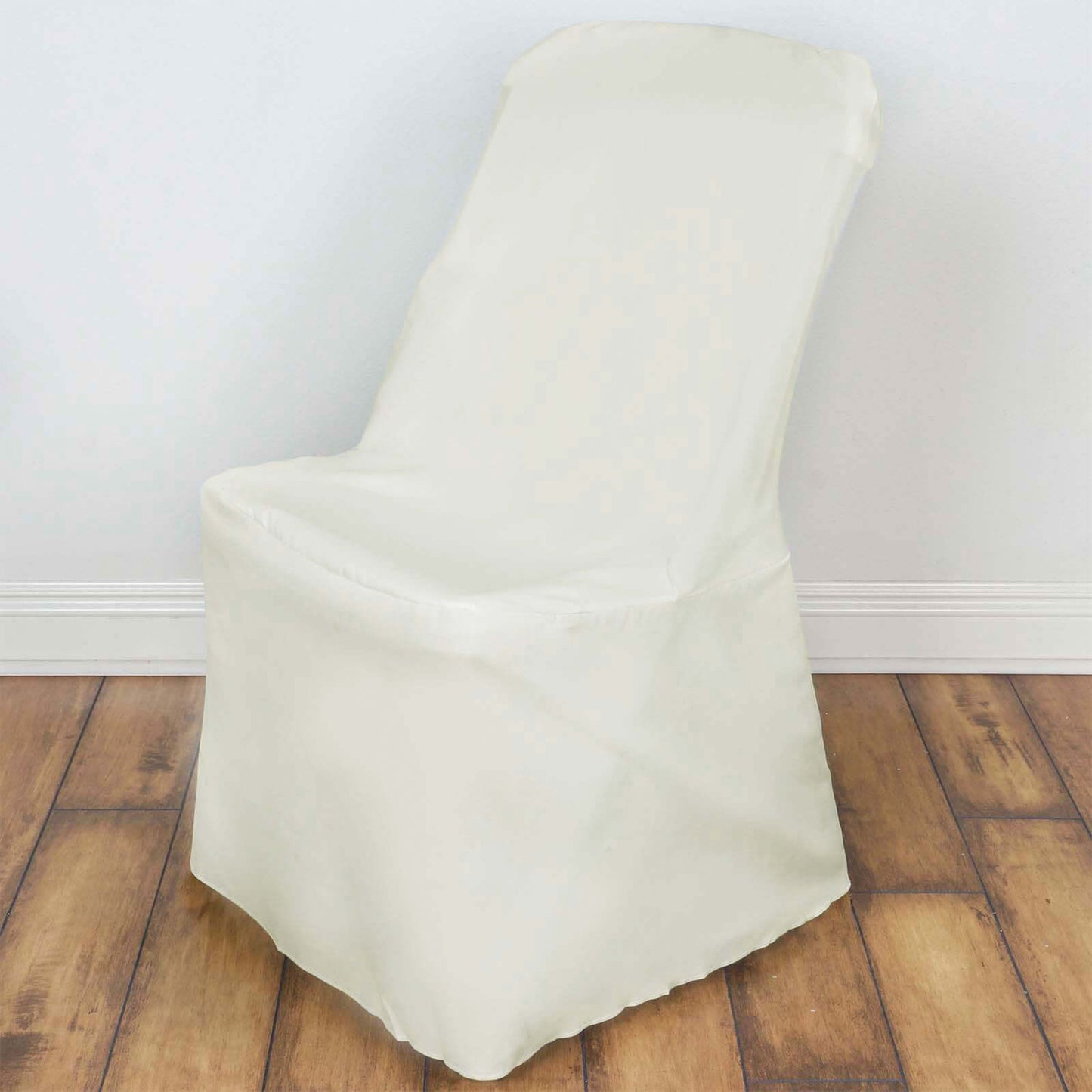 Polyester Chair Cover for Folding Lifetime Chairs Ivory - Reusable Durable Slip - On Cover - Linen Luxes