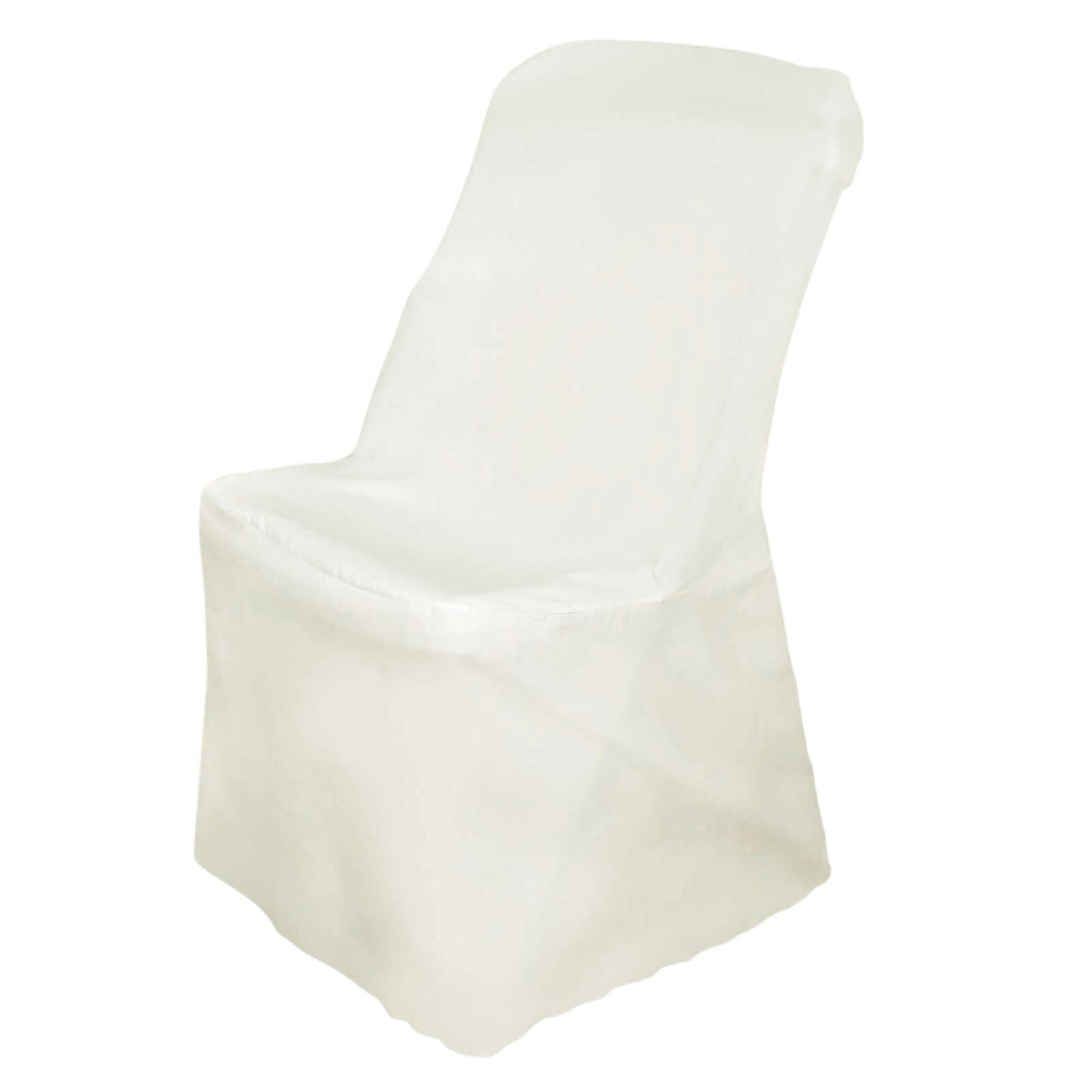 Polyester Chair Cover for Folding Lifetime Chairs Ivory - Reusable Durable Slip - On Cover - Linen Luxes