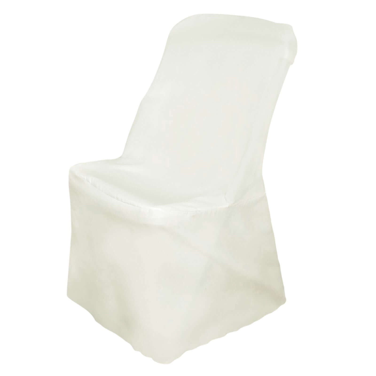 Polyester Chair Cover for Folding Lifetime Chairs Ivory - Reusable Durable Slip - On Cover - Linen Luxes